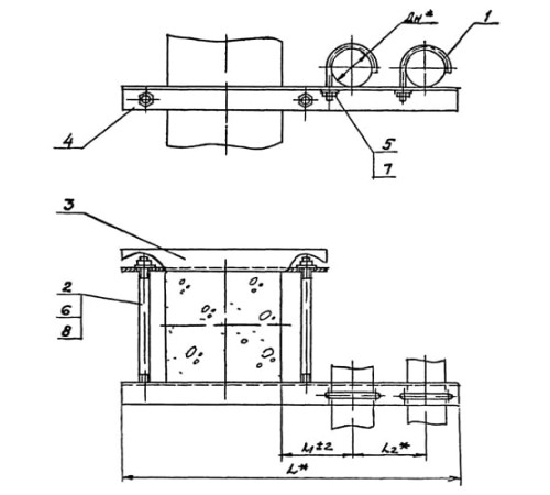 Крепления двух трубопроводов к колонне в Гродно