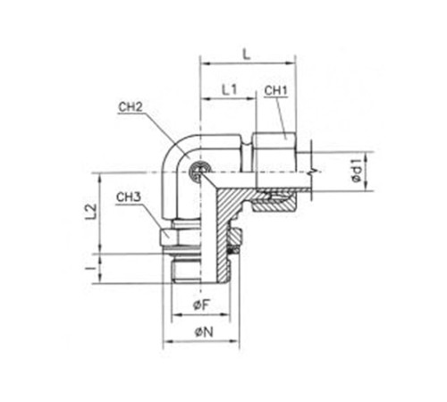 Угольники ввертные TN 514 с уплотнением в Гродно