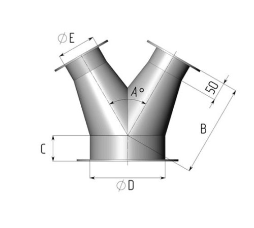 Титановые неравнопроходные Y-тройники для воздуховодов в Гродно